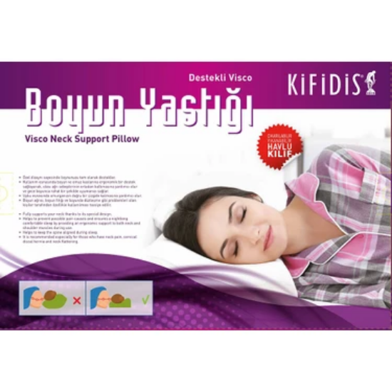 Kifidis Kademeli Visko Uyku Yastigi 55x36x11/7 cm Beyaz  resmi